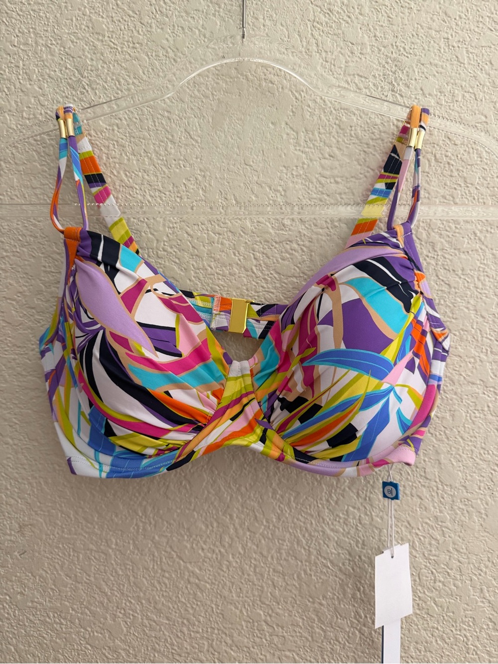 Bleu Rod Beattie Living Color Over The Shoulder Molded Cups Bikini Top - Picture 3 of 6